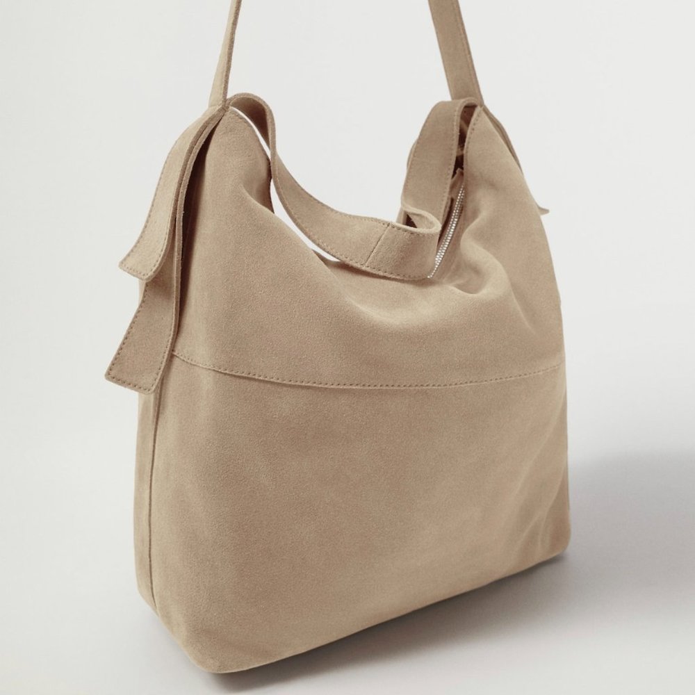 Mango Genuine Leather Bag in Cream
